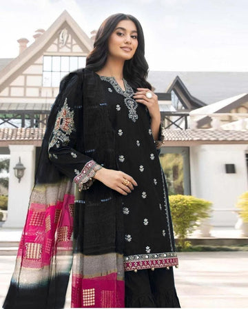 Sapphire 3PC Embroidered Lawn Suit Black