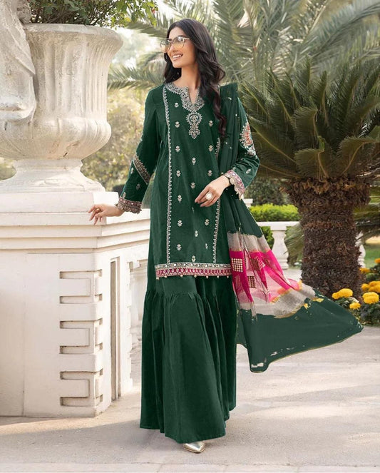 Sapphire 3PC Embroidered Lawn Suit Green
