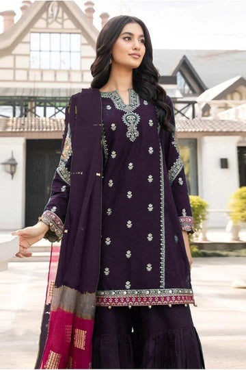 Sapphire 3PC Embroidered Lawn Suit Purple