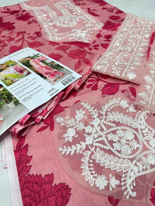 Maria B 3PC Embroidered Lawn Suit