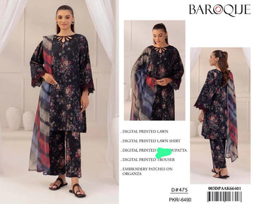Baroque 3PC Embroidered Lawn Suit