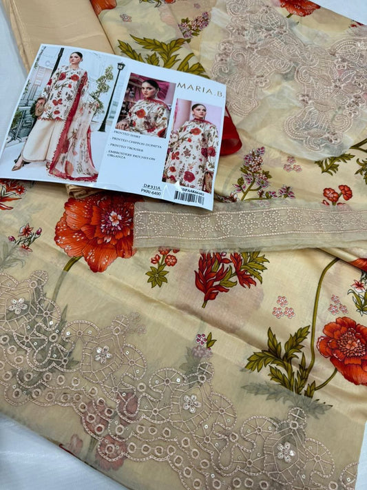 Maria B 3PC Embroidered Lawn Suit