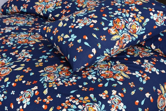 Navy Peony-Bed Sheet Set